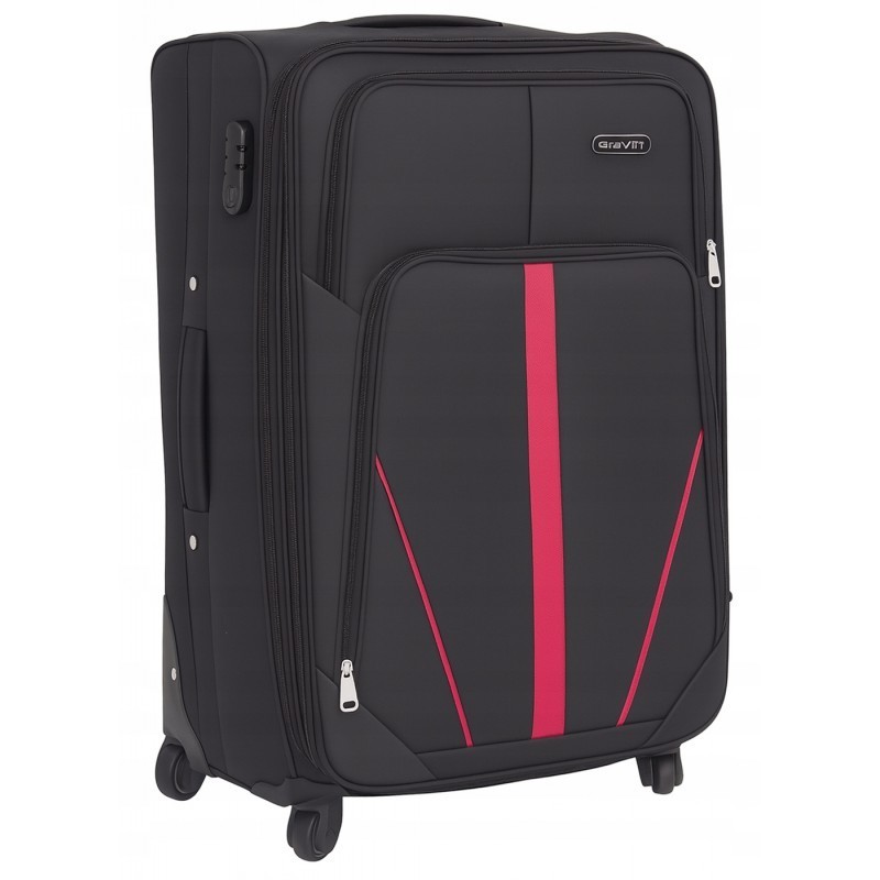 Vidējais koferis Gravitt 1702-4V Black 