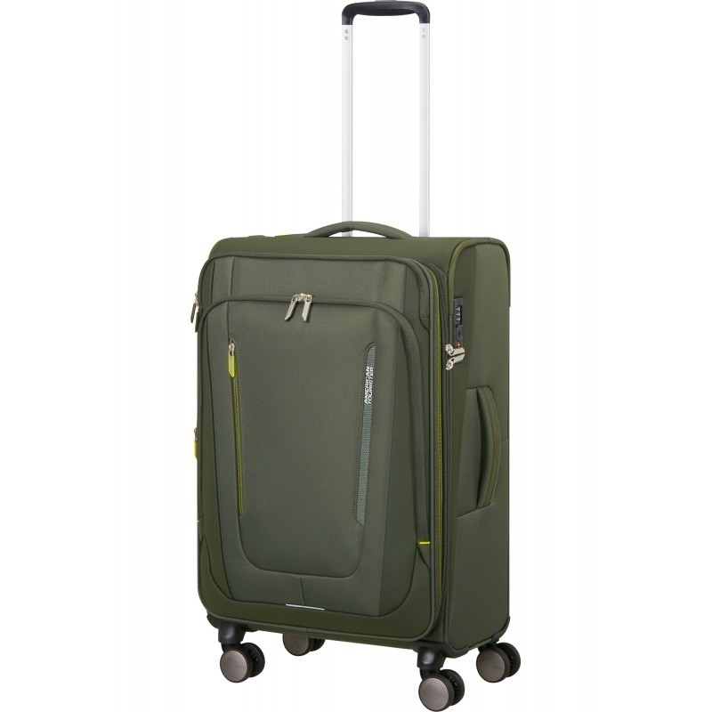 Vidējs koferis American Tourister Wanderlite V tumši haki krāsā
