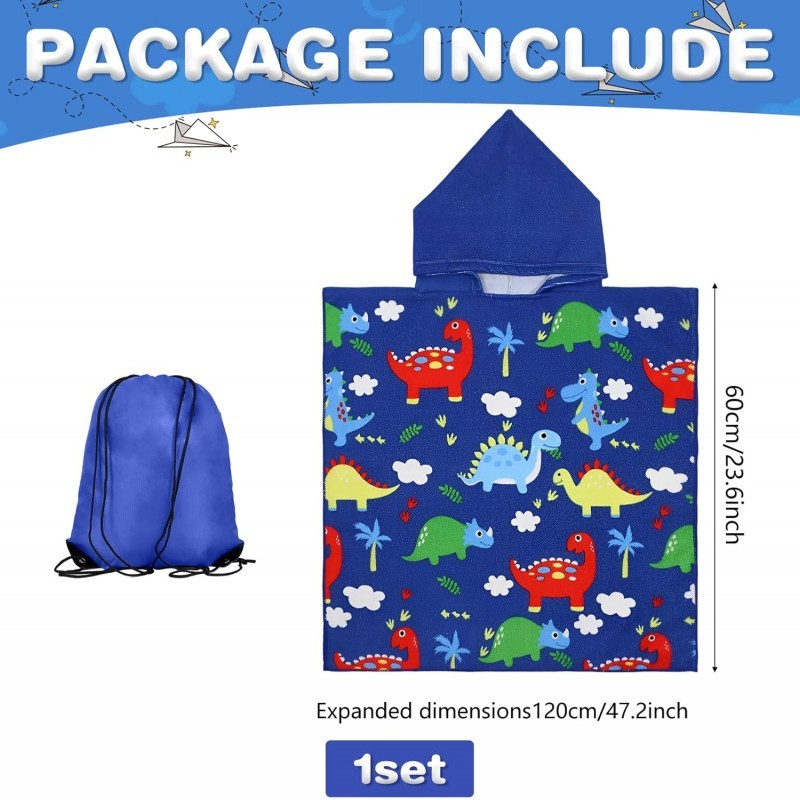 Bērnu mikrošķiedras pludmales dvieļu pončo zēniem un meitenēm